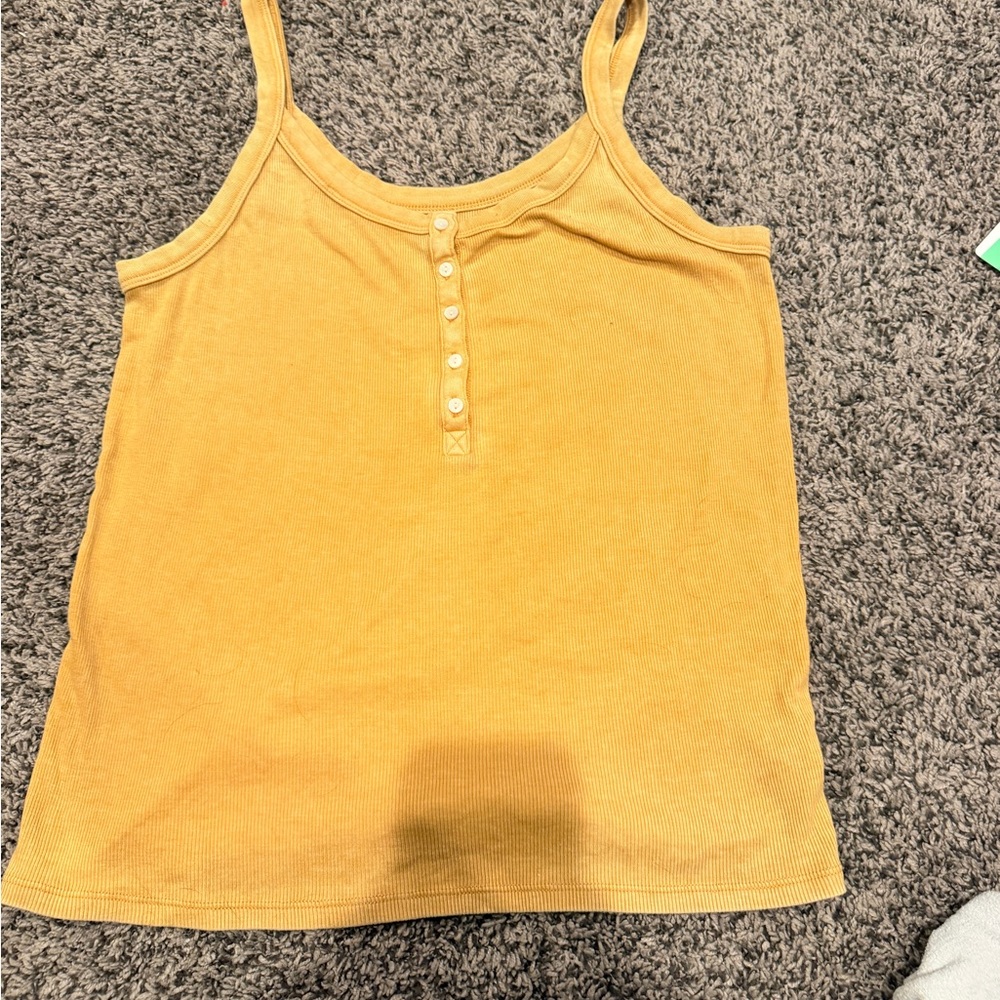 Aerie Women’s Mustard Ribbed Henley Tank Top